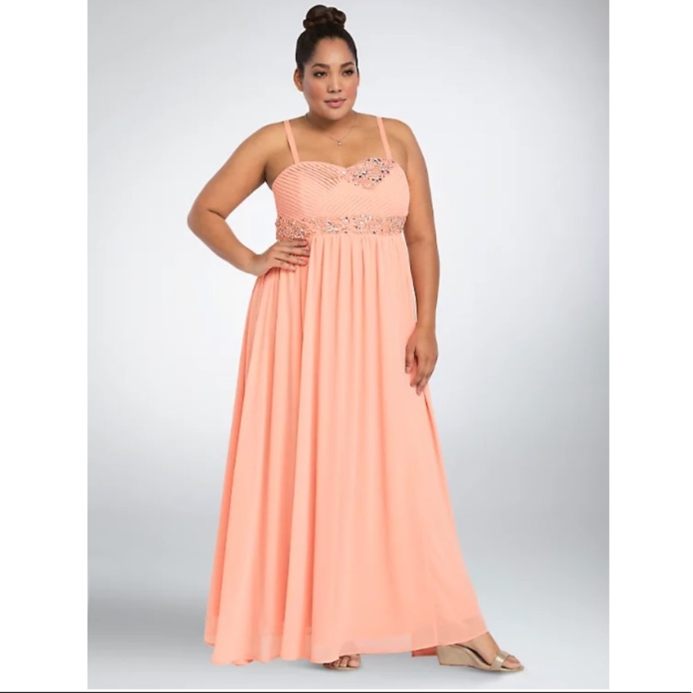 TORRID SPECIAL EVENT BEJEWELED PLEATED GOWN
